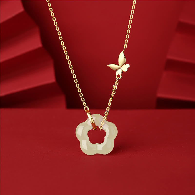Hetian Jade Butterfly Sterling Silver Necklace