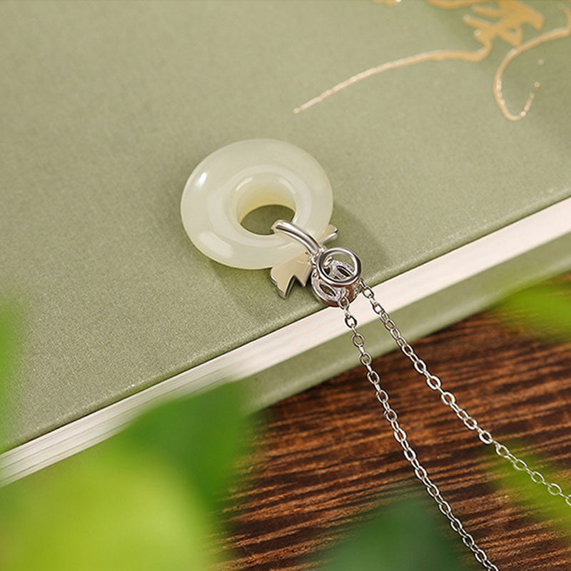 Hetian Jade Dragon Peace Buckle Necklace | Protection & Luck