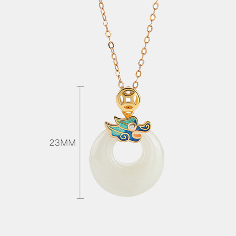 Hetian Jade Dragon Peace Buckle Necklace | Protection & Luck