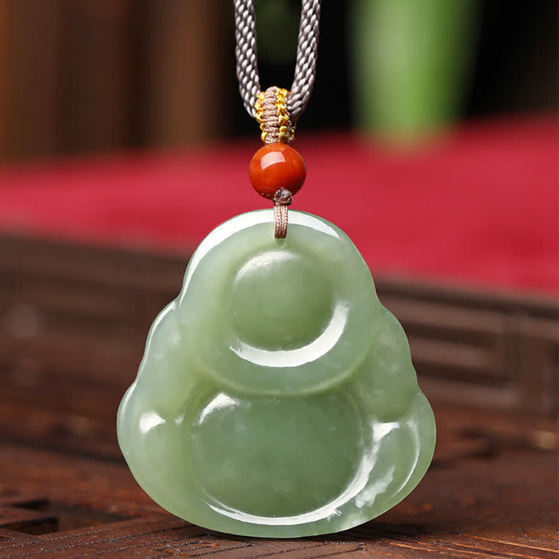Hetian Jade Laughing Buddha Necklace for Abundance & Prosperity