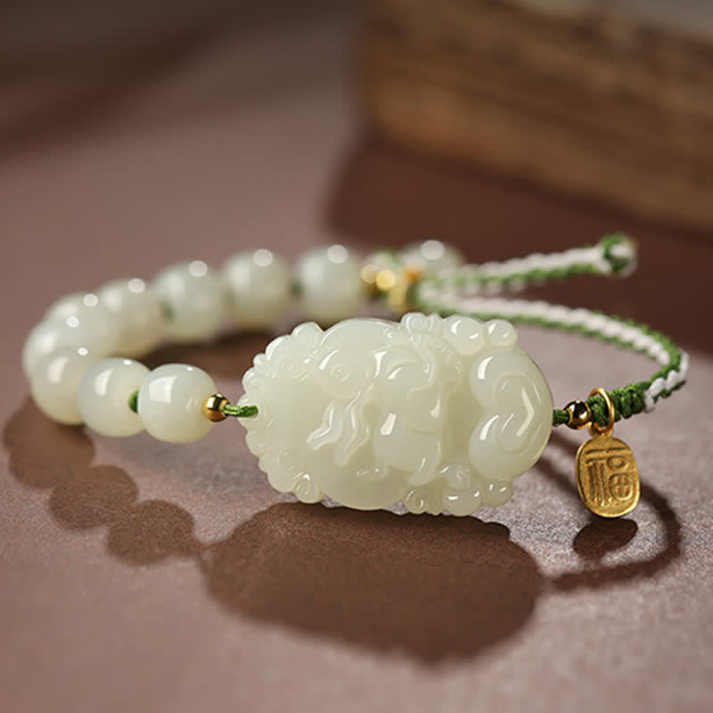 Hetian Jade Luck Bracelet | 925 Sterling Silver String