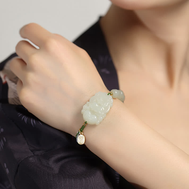 Hetian Jade Luck Bracelet | 925 Sterling Silver String