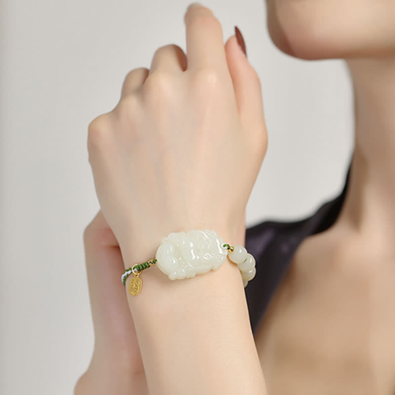 Hetian Jade Luck Bracelet | 925 Sterling Silver String