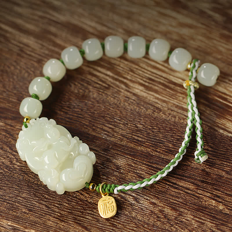 Hetian Jade Luck Bracelet | 925 Sterling Silver String