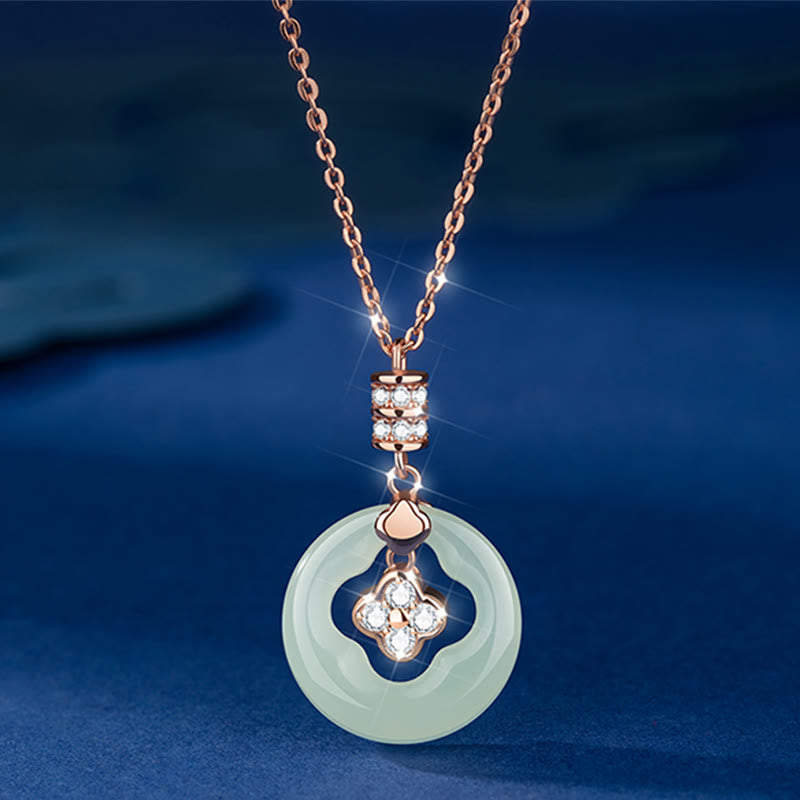 Hetian Jade Lucky Four Leaf Clover Necklace for Prosperity