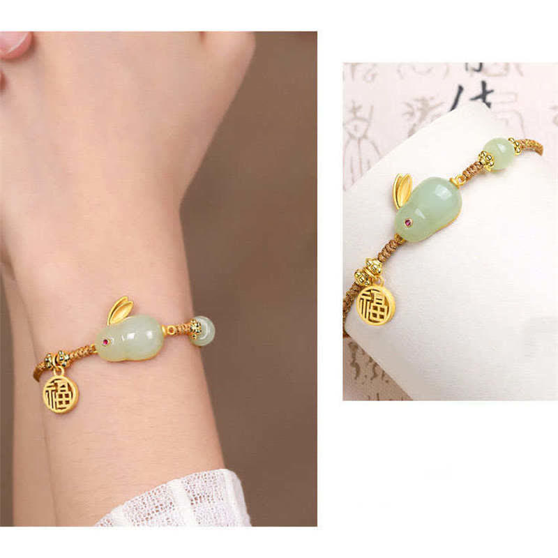 Hetian Jade Lucky Year of the Rabbit Prosperity Bracelet