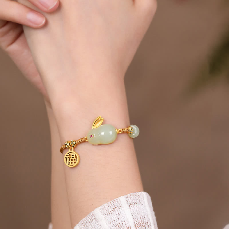 Hetian Jade Lucky Year of the Rabbit Prosperity Bracelet