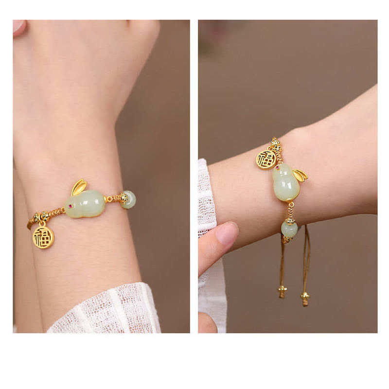 Hetian Jade Lucky Year of the Rabbit Prosperity Bracelet