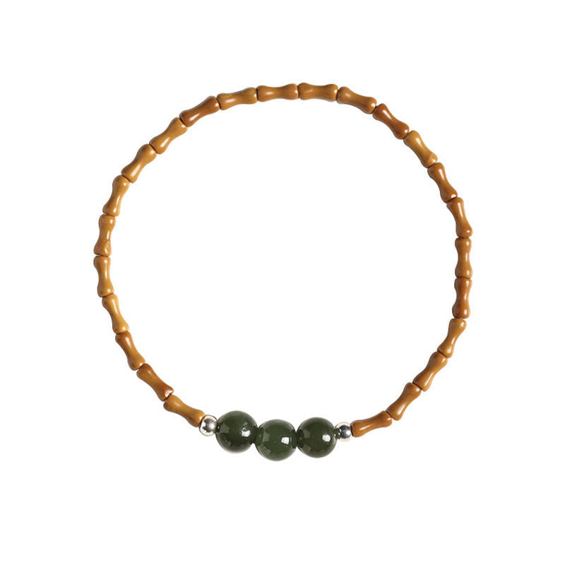 Hetian Jade and Olive Pit Luck Bracelet 6mm Beads