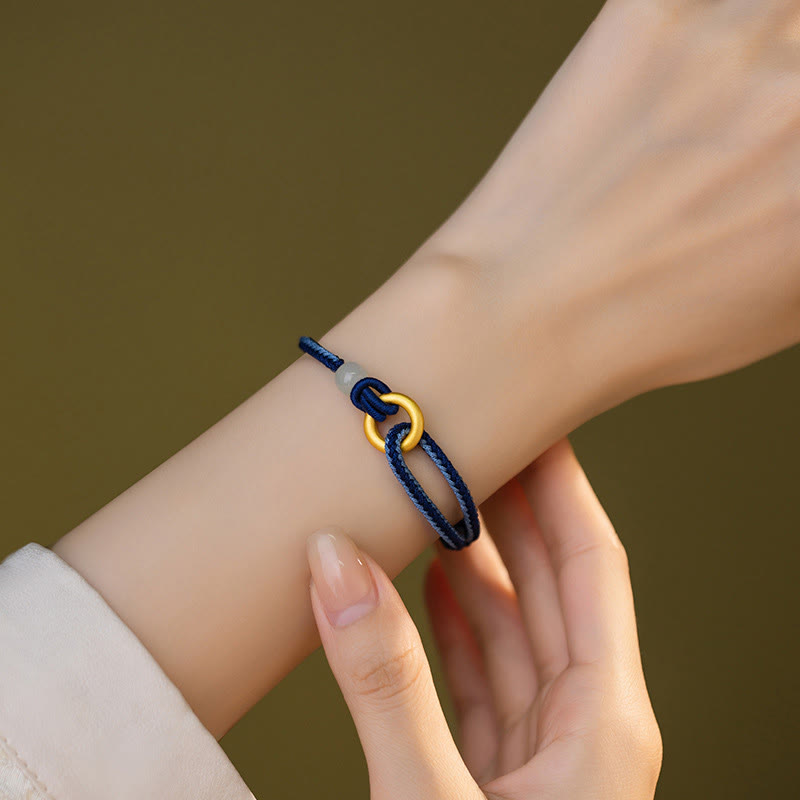 Hetian Jade Peace Buckle Bracelet 14-18cm | Sterling Silver