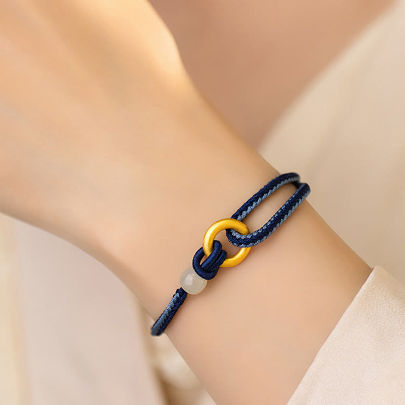 Hetian Jade Peace Buckle Bracelet 14-18cm | Sterling Silver