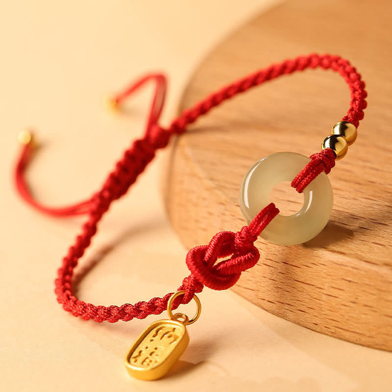 Hetian Jade Peace Buckle Fu Bracelet for Luck