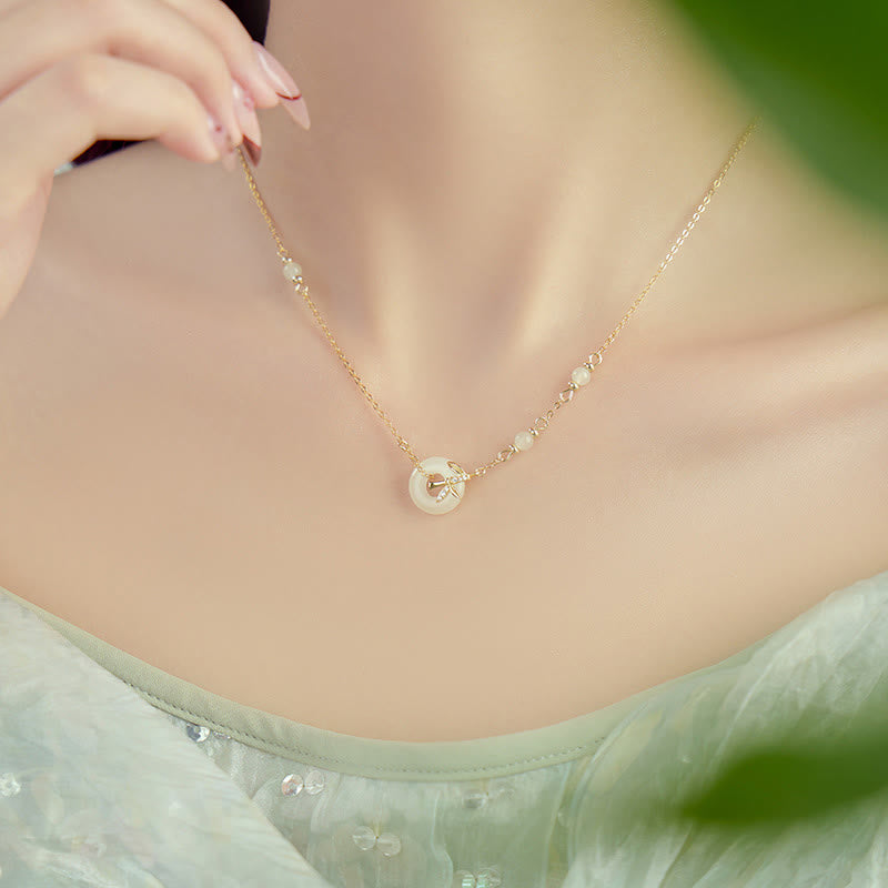 Hetian Jade Peace Buckle Necklace Pendant for Abundance