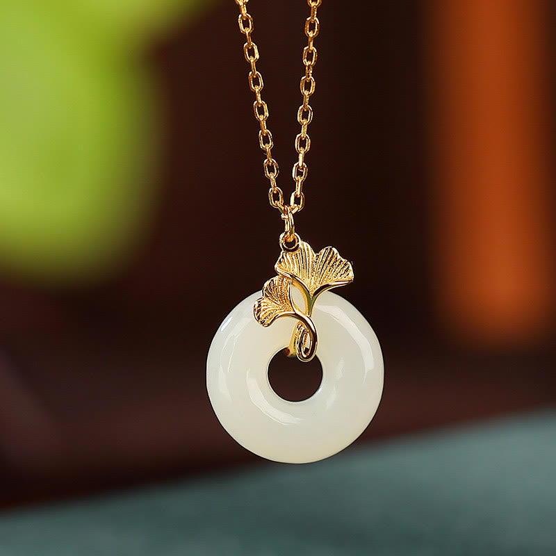 Hetian Jade Peace Buckle Necklace | Sterling Silver | Prosperity Balance