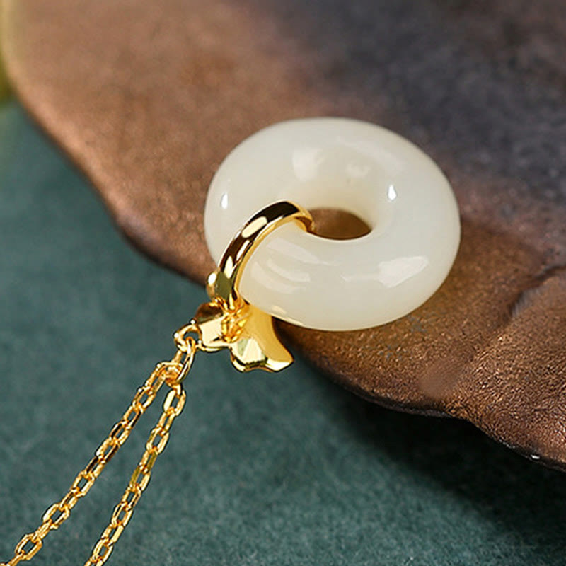 Hetian Jade Peace Buckle Necklace | Sterling Silver | Prosperity Balance