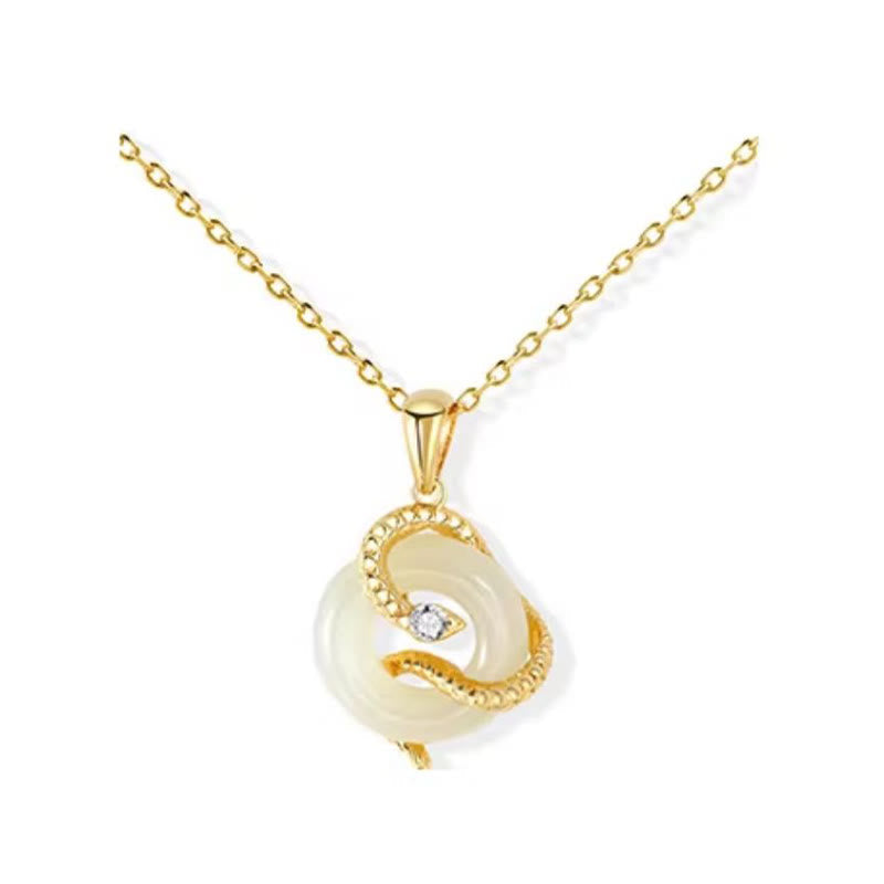 Hetian Jade Peace Buckle Necklace for Year of the Snake Luck