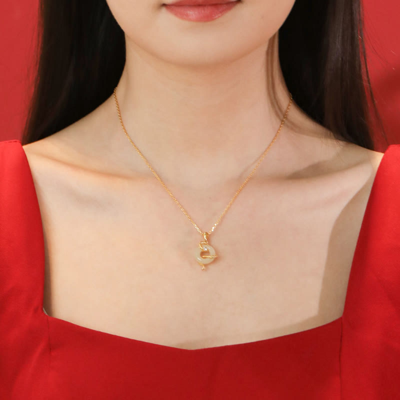 Hetian Jade Peace Buckle Necklace for Year of the Snake Luck