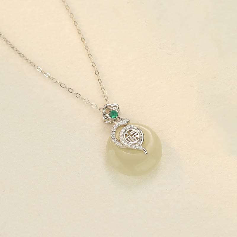 Hetian Jade Peace Buckle Snake Necklace