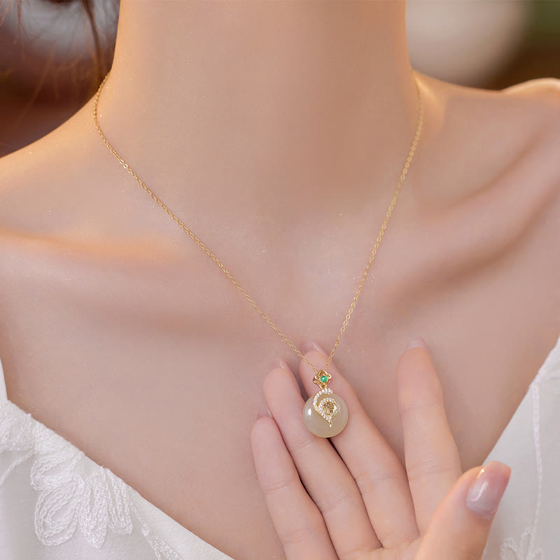 Hetian Jade Peace Buckle Snake Necklace