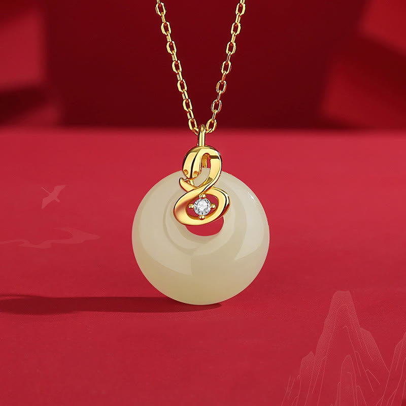 Hetian Jade Peace Buckle Snake Necklace