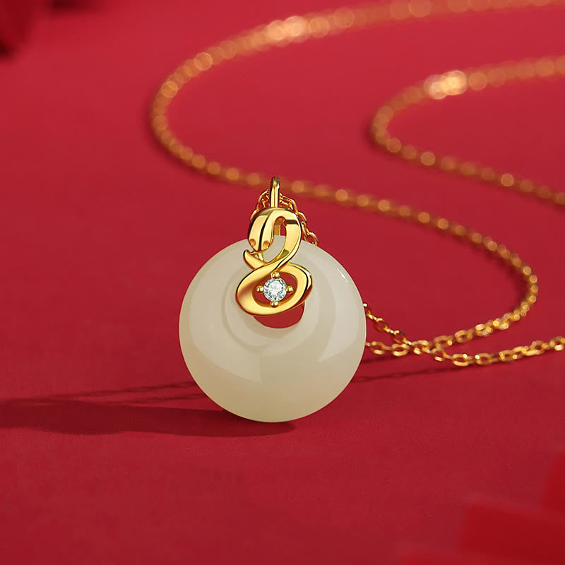 Hetian Jade Peace Buckle Snake Necklace