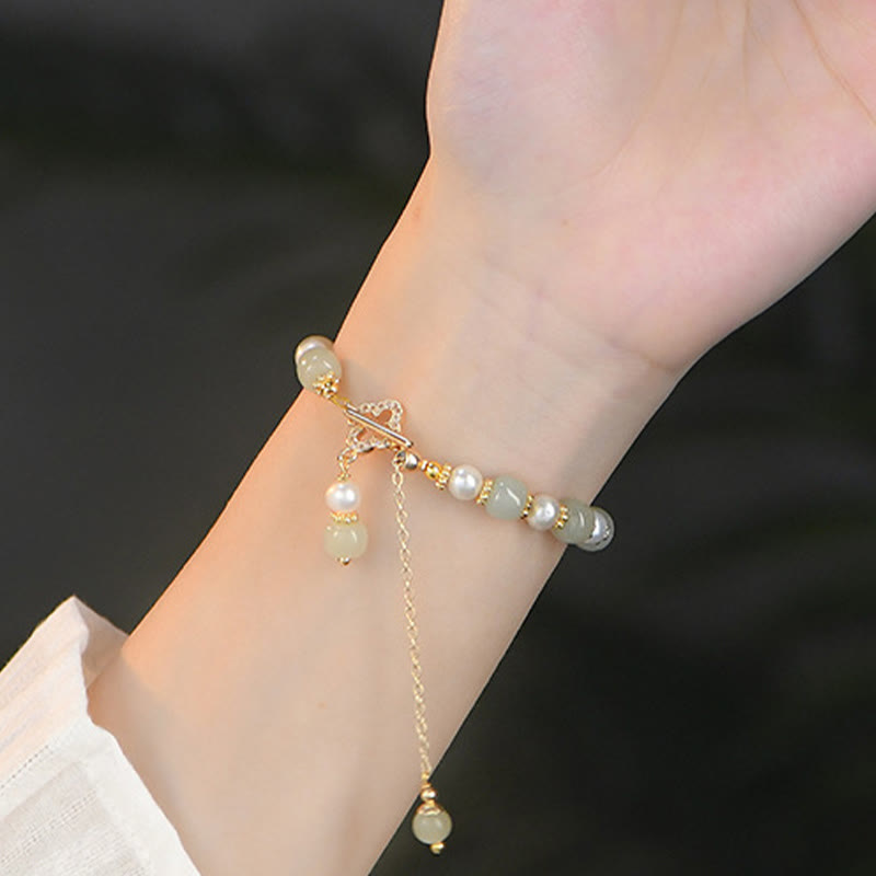 Hetian Jade Pearl Abundance Bracelet for Prosperity & Balance