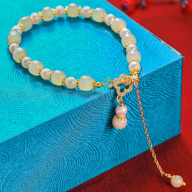 Hetian Jade Pearl Abundance Bracelet for Prosperity & Balance