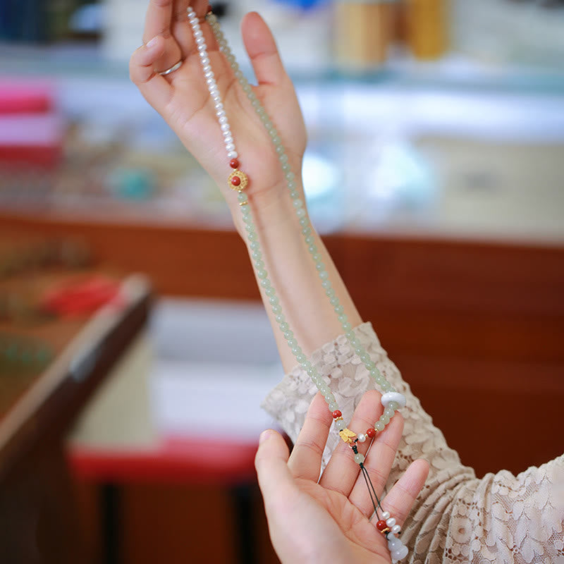 Hetian Jade & Pearl Luck Bracelet | Sterling Silver Gold Plated