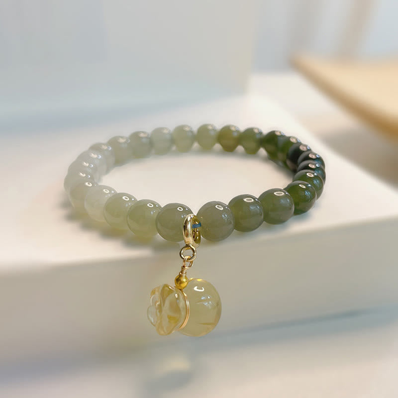 Hetian Jade Prosperity Money Bag Charm Bracelet