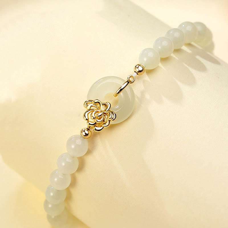 Hetian Jade Prosperity Peace Buckle Bracelet