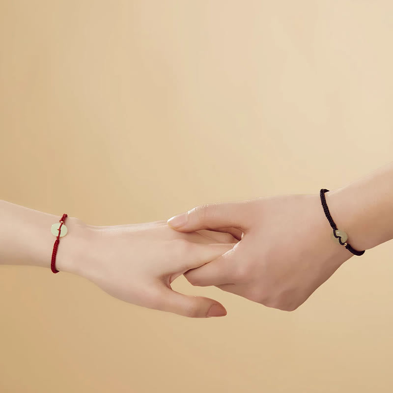 Hetian Jade Protection Bracelet with Peace Buckle & Fu Charm for Luck