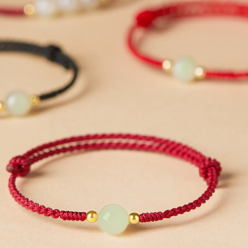 Hetian Jade Protection Bracelet with Peace Buckle & Fu Charm for Luck