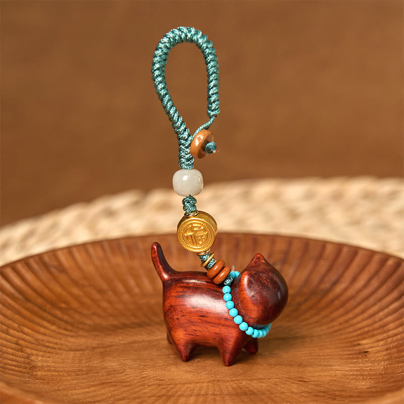 Hetian Jade & Sandalwood Fu Abundance Spiritual Key Chain