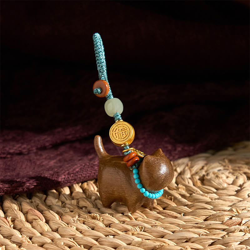 Hetian Jade & Sandalwood Fu Abundance Spiritual Key Chain