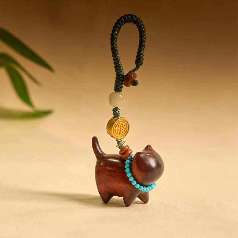 Hetian Jade & Sandalwood Fu Abundance Spiritual Key Chain