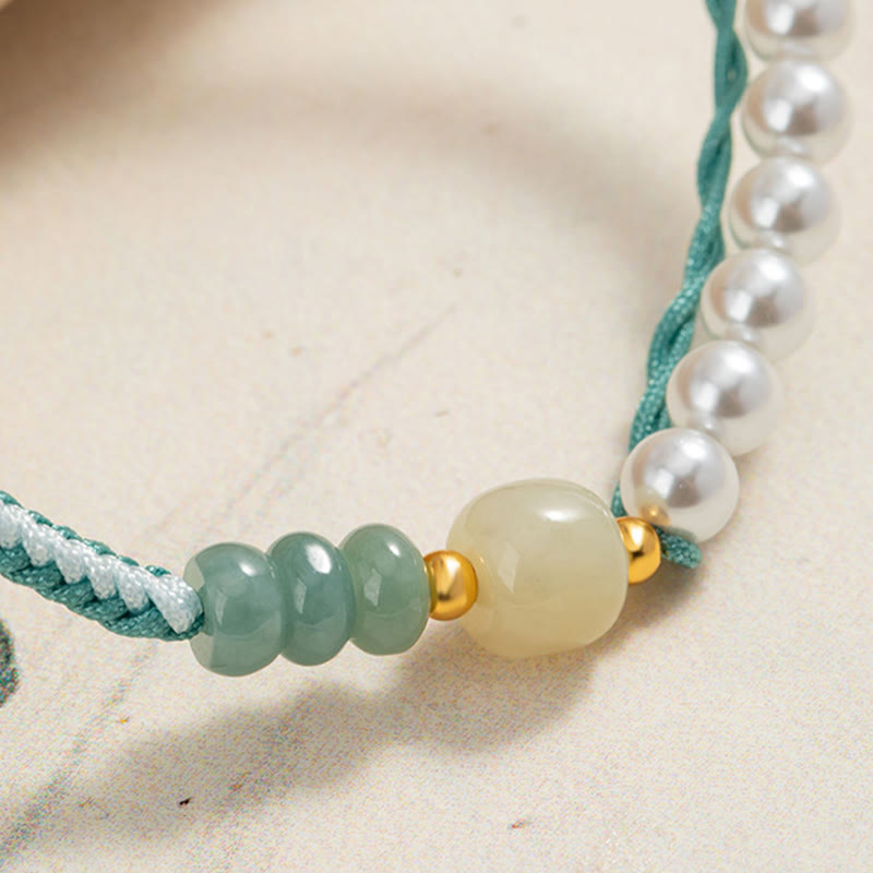 Hetian Jade Sterling Silver & Pearl Abundance Bracelet