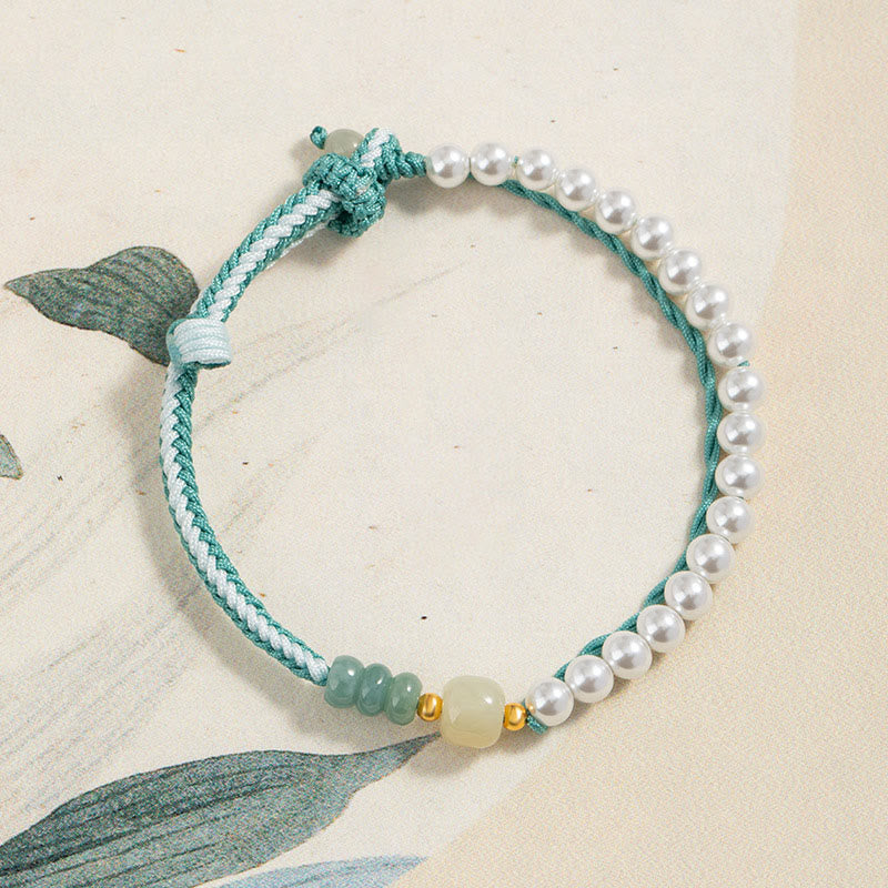 Hetian Jade Sterling Silver & Pearl Abundance Bracelet