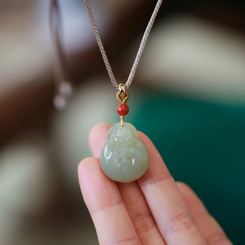 Hetian Jade Wealth Prosperity Necklace With Laughing Buddha Pendant