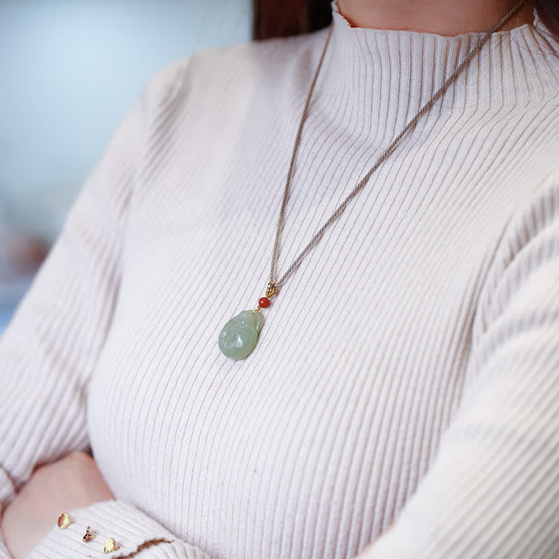 Hetian Jade Wealth Prosperity Necklace With Laughing Buddha Pendant