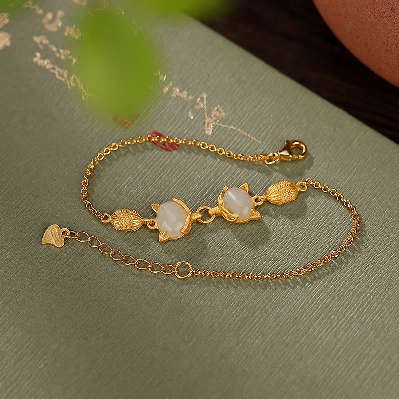 Hetian White & Cyan Jade Bracelet for Luck & Protection