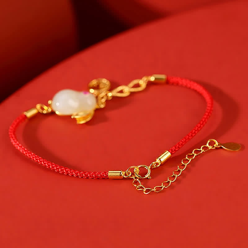 Hetian White Jade Luck & Blessing Bracelet 17cm+5cm