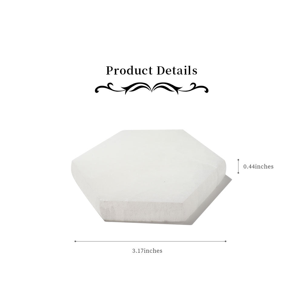 Hexagon Selenite Charging Plate 3.17 Inch Raw Crystal
