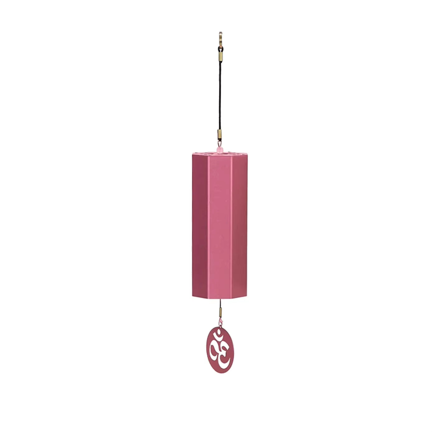 Pink hexagonal wind chime with circular pendant from Hexagonal Metal Koshi Chime Bells for Healing