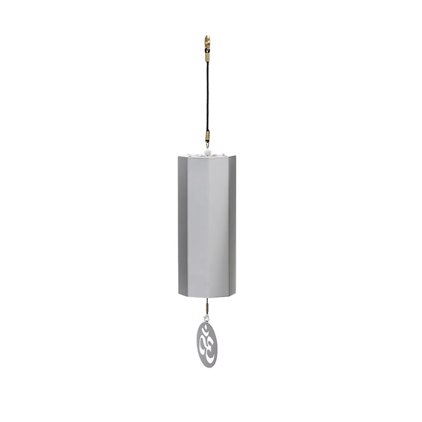 Silver cylindrical weight with decorative pendant for Hexagonal Metal Koshi Chime Bells