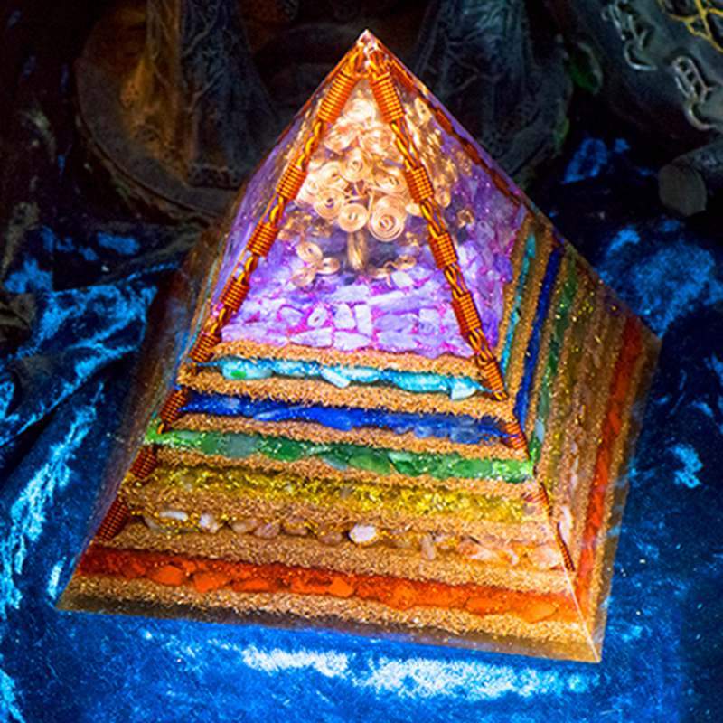 High-Frequency Seven Chakra Pyramid with Crystal Elements