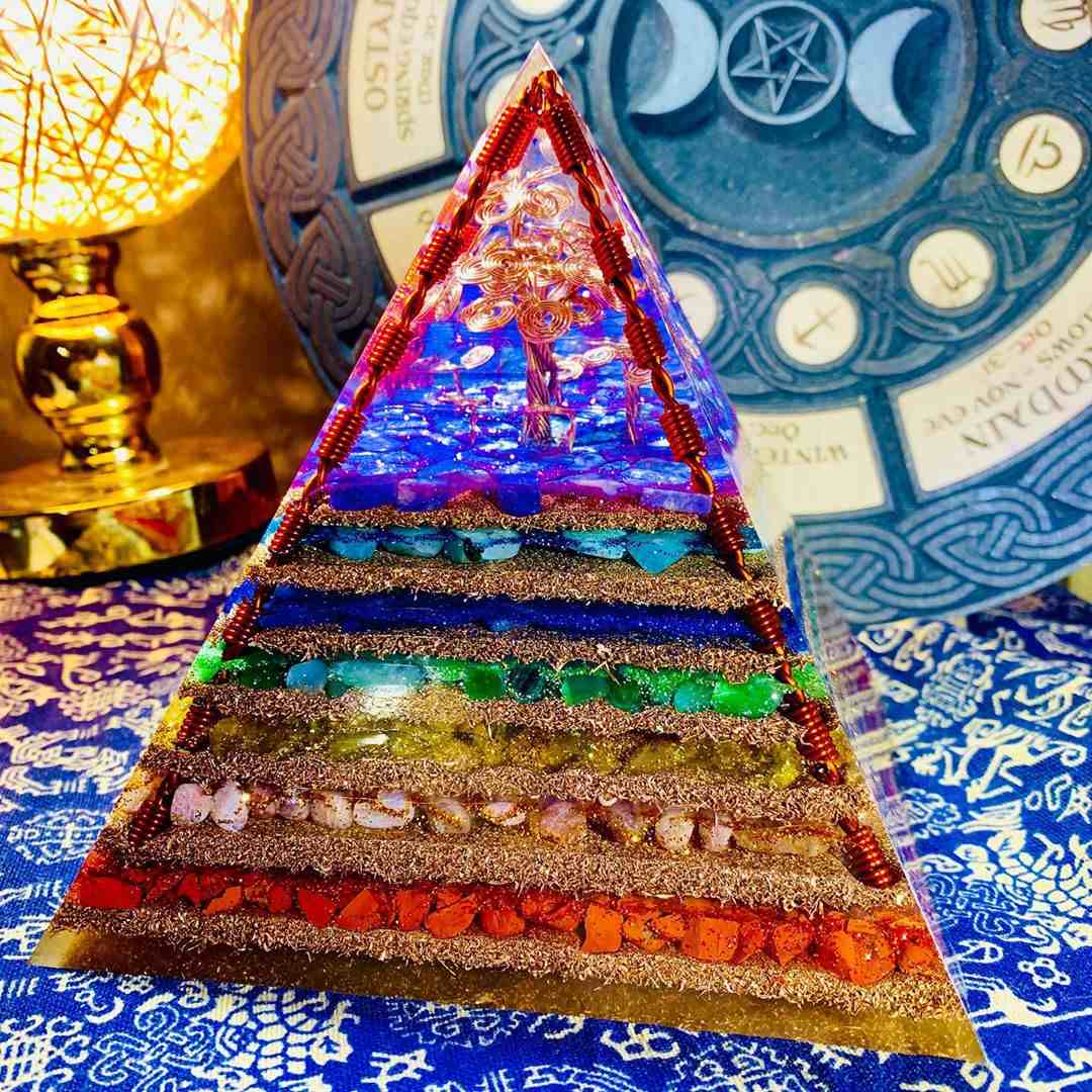 High-Frequency Seven Chakra Pyramid with Crystal Elements