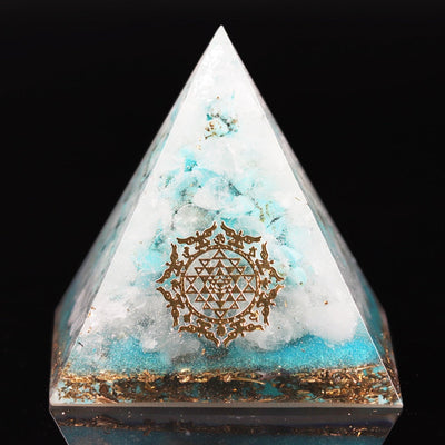 Higher Love Orgonite Pyramid with Turquoise Crystal