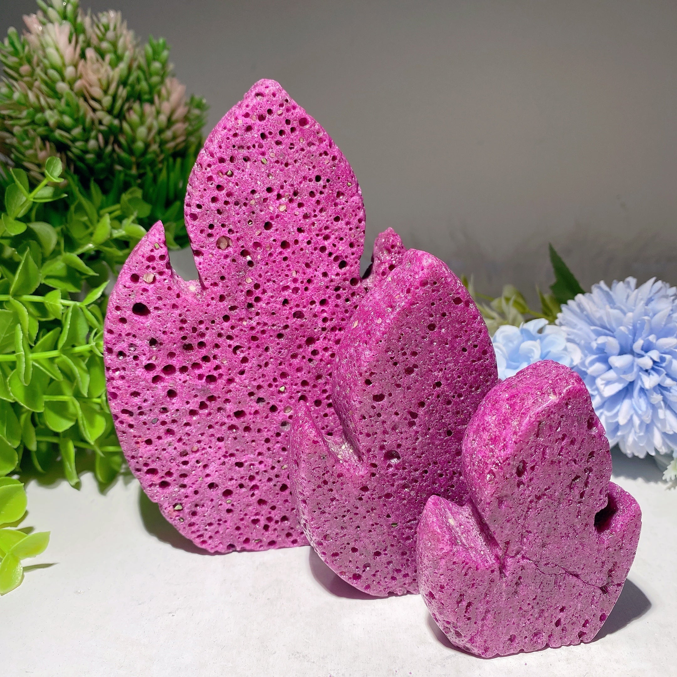 Honeycomb Ruby Flames Raw Crystal Carvings 2.9-5.5 Inch Healing Energy