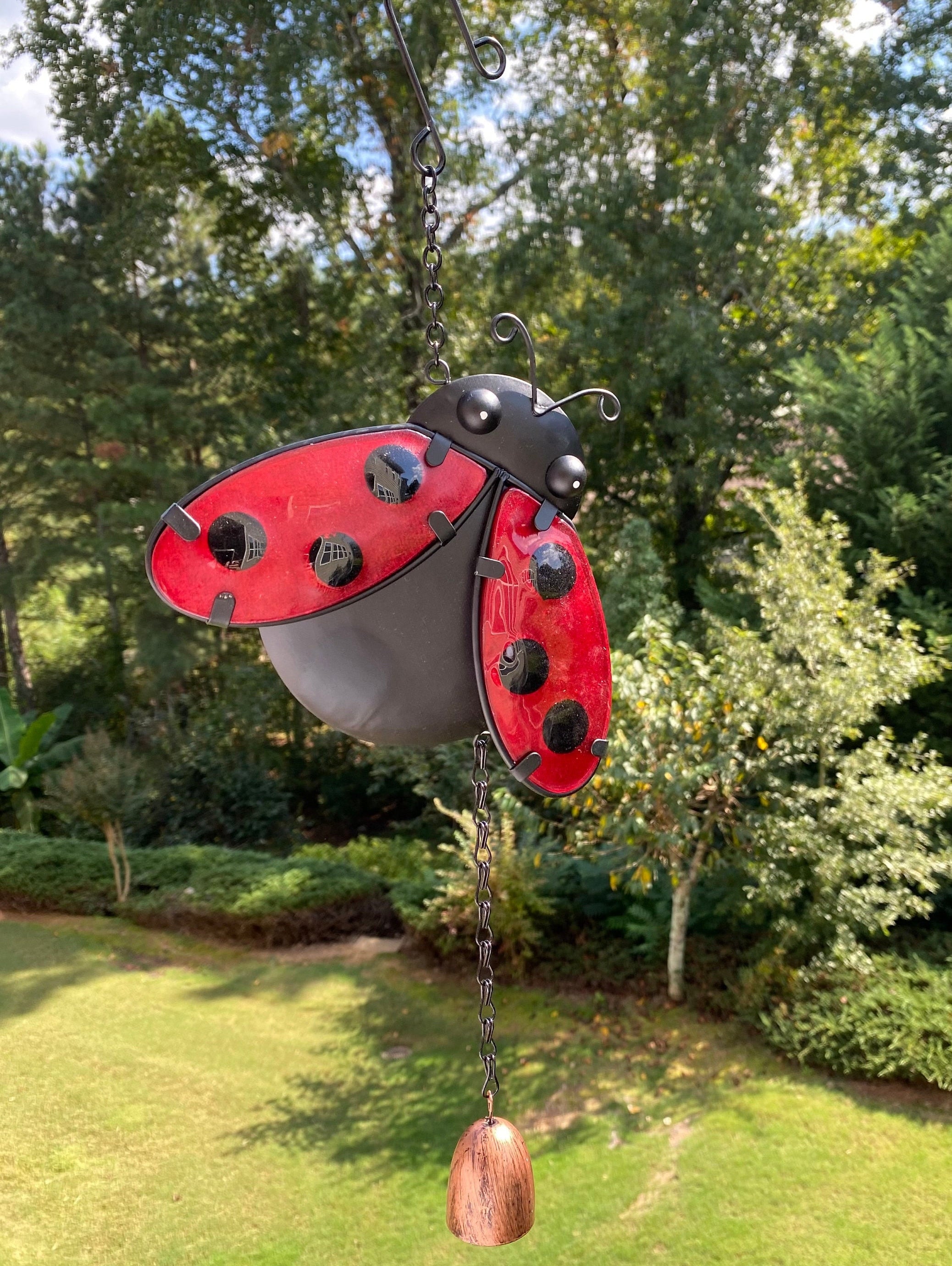 Joyous Wind Chimes, 18 Inch Beautiful Ladybug Metal Art Design Wind Chime. It Is Beautiful and It Is Great for Garden, Sunroom, Backyard