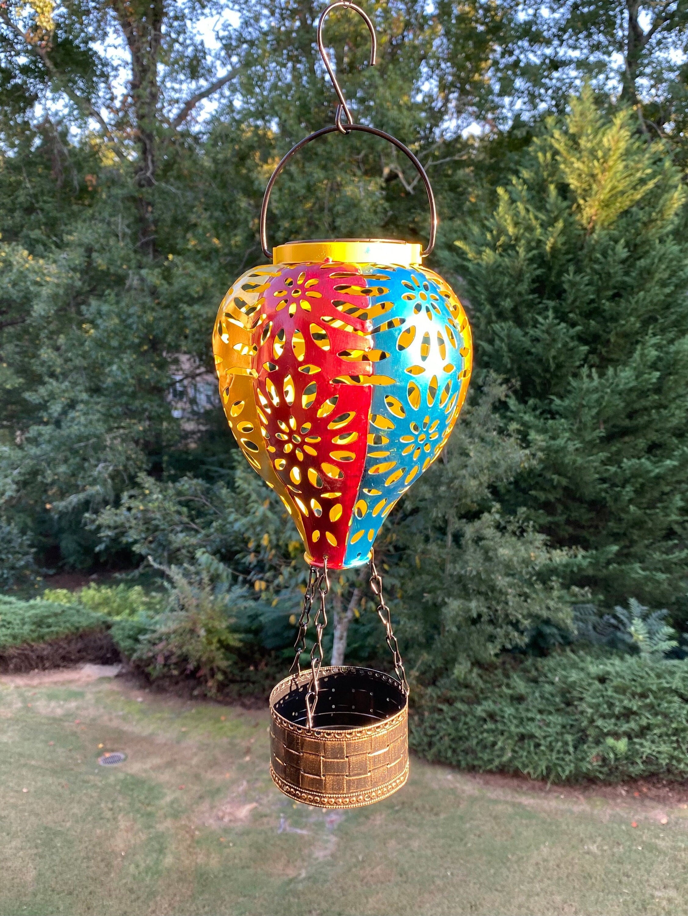 Joyous Solar Lantern, Hot Air Balloon Shape Waterproof with Hanging Decorative LED Lights for Outdoor Sunroom, Garden, Patio and Backyard